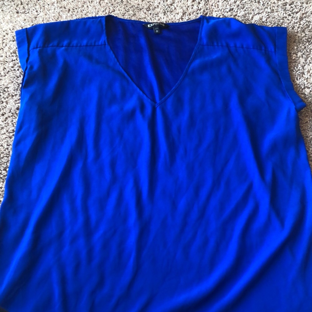 Express electric blue v-neck blouse